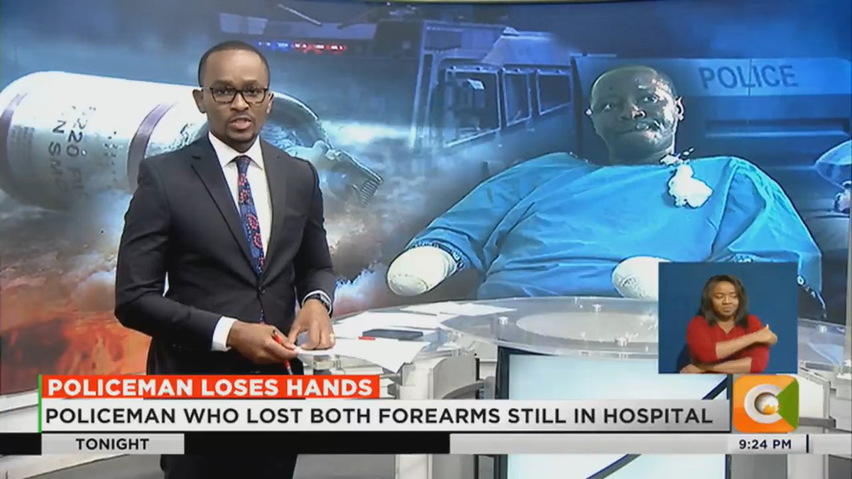 Policeman Loses Hands: Policeman who lost both forearms still in hospital Officer narrates his agony following the Tuesday incident Both hands were crashed after teargas canister exploded #CitizenTonight Sam Gituku
