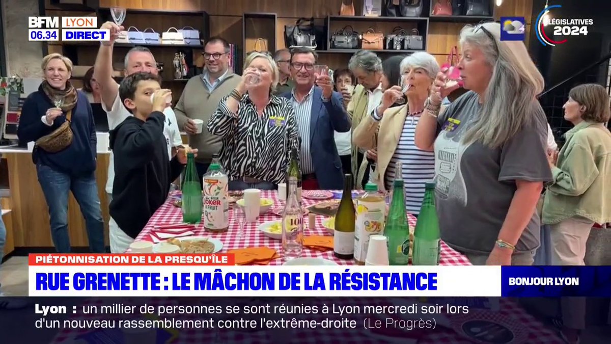 Les commerçants s'opposent à la fermeture de la Presqu'île avec un mâchon de la résistance