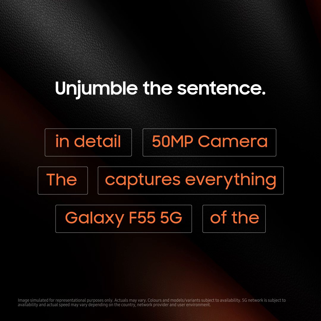 The all-new Galaxy F55 5G is crafted to capture the extraordinary. After all, it’s crafted by the masters. Write down the correct sentence in the comments below along with a ❤ to win* exciting prizes! *T&amp;C apply: Buy now: