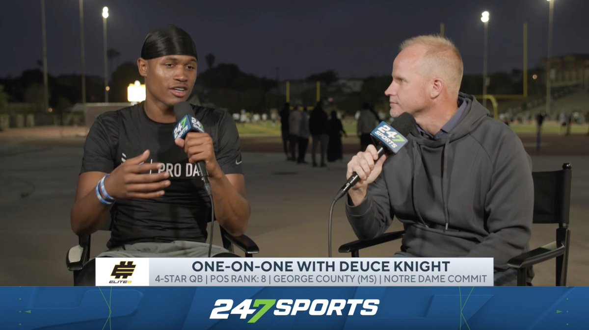 “I felt like it’s family over there… Coach Freeman recruited me more than any head coach that I talked to.” 4⭐️ Notre Dame commit Deuce Knight spoke with our Tom Loy at the Elite11 Finals | Irish Illustrated