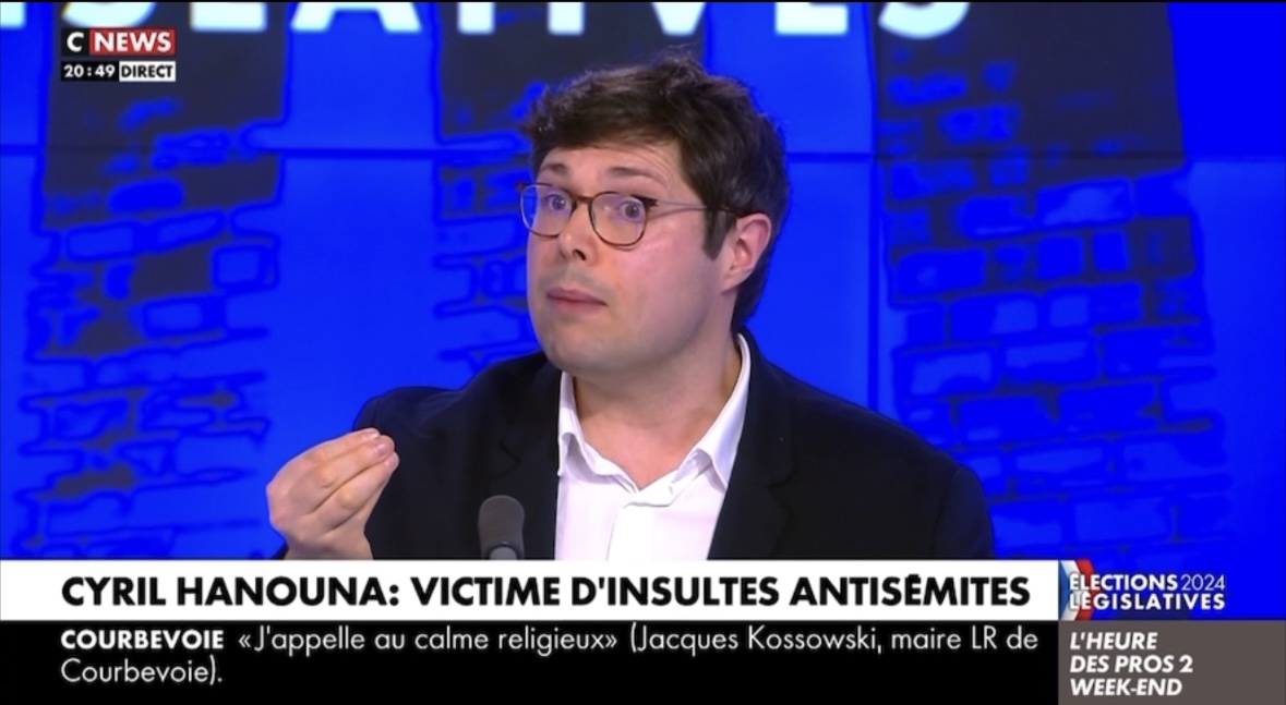 « Les insultes antisémites que subit Cyril Hanouna proviennent pour beaucoup de gens d'extrême gauche qui prétendent pourtant lutter contre le racisme. L'extrême gauche d'aujourd'hui est devenue l'extrême droite de l'époque. Tous ces gens suintent la haine de l'autre !» CNEWS