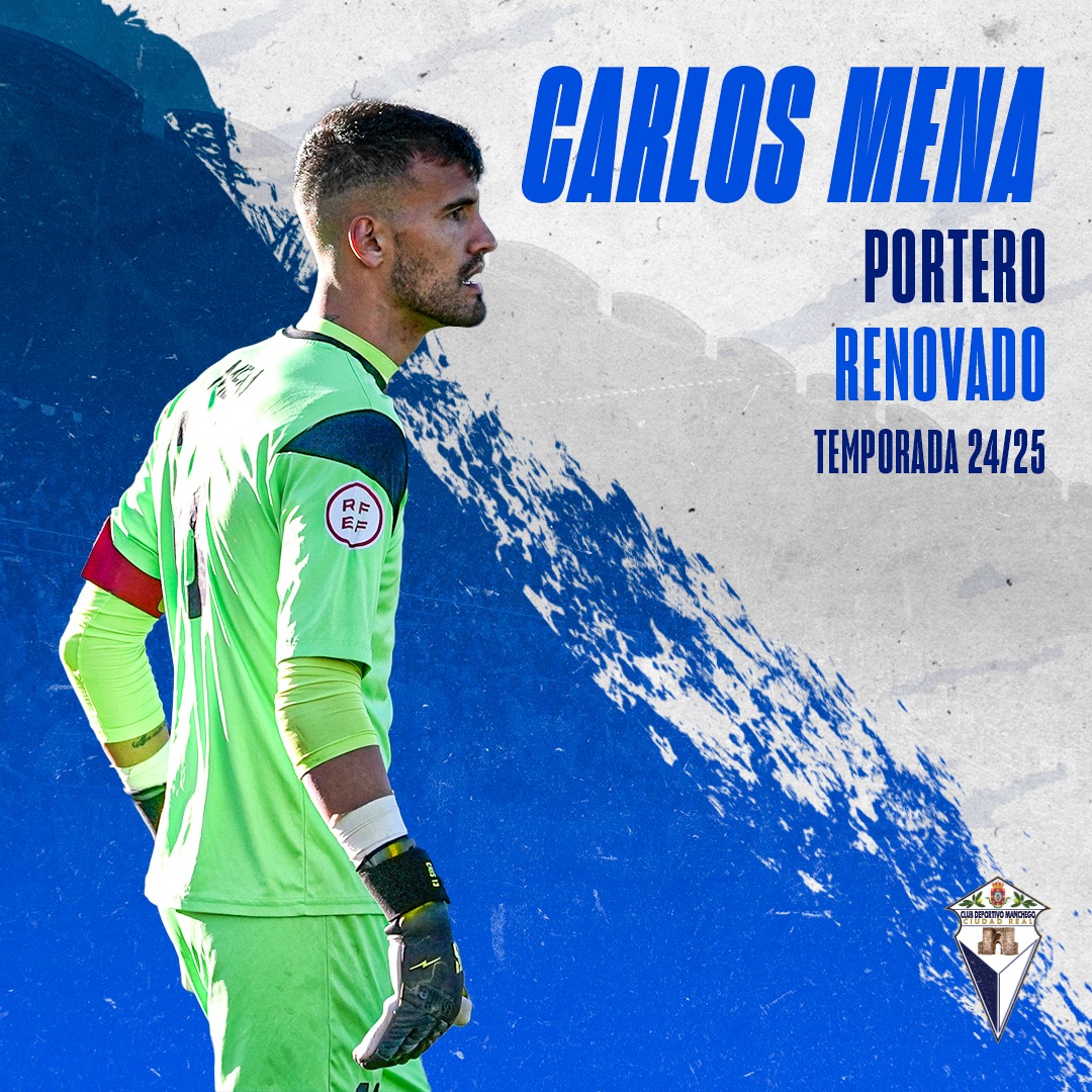 🔵 RENOVACIÓN | PORTERO | CARLOS MENA ⏺️ Leer el comunicado: CARLOS MENA RENUEVA SU COMPROMISO CON EL CD MANCHEGO. GRACIAS Carlos Mena, vamos a por este tercer año, dos años desde que volviste a tu club, a tu ciudad, y renuevas tu fuerte compromiso, sacrificando otras opciones, por seguir entre los que tanto te quieren. Club y afición, te agradecen de corazón tu continuidad. ENTRE TODOS HAGAMOS UN AÑO MUY BONITO. MANCHEGUISTAS, SEGUIMOS.💙🤍 #AupaManchego