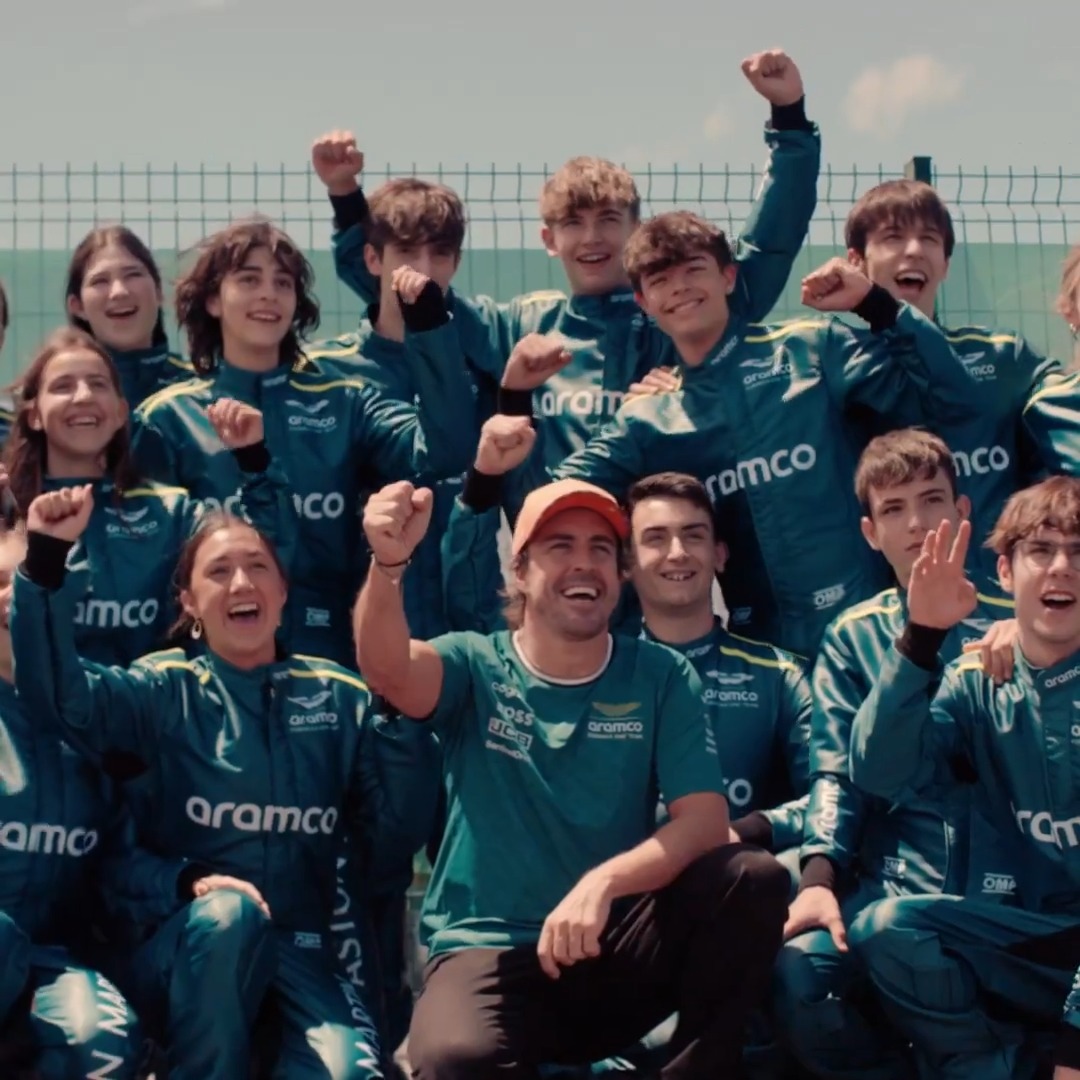 Providing the next generation with the knowledge & skills to succeed. 💚 Ahead of the #SpanishGP, we hosted a cohort of Spanish students and aspiring motorsport professionals for the third instalment of aramco's STEM education events, featuring STEM-focused workshops, a chance to meet Fernando Alonso and a karting masterclass!