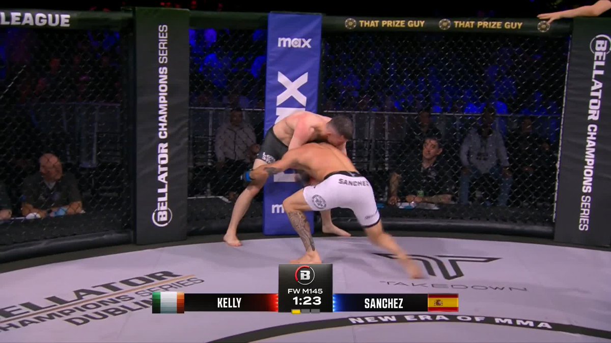 NINJA CHOKE! 🥷 Nathan Kelly submits Jose Sanchez in the first round in front of the Irish fans to make it ELEVEN wins in a row! #BellatorDublin | LIVE NOW on MAX 🌍