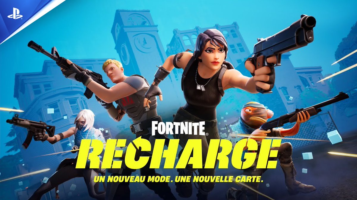 Une nouvelle carte. Un nouveau mode. Bienvenue dans Fortnite Recharge. Découvrez un nouveau mode en Battle Royale qui déborde d'action, avec des armes, des lieux et une ambiance historiques pour votre section et vous.