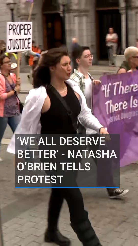 “We all deserve better.” Natasha O’Brien joined around 1,000 people who gathered in her home city of Limerick to show solidarity with her. Organisers said they wanted to send a message that society must reject all forms of gender-based violence |
