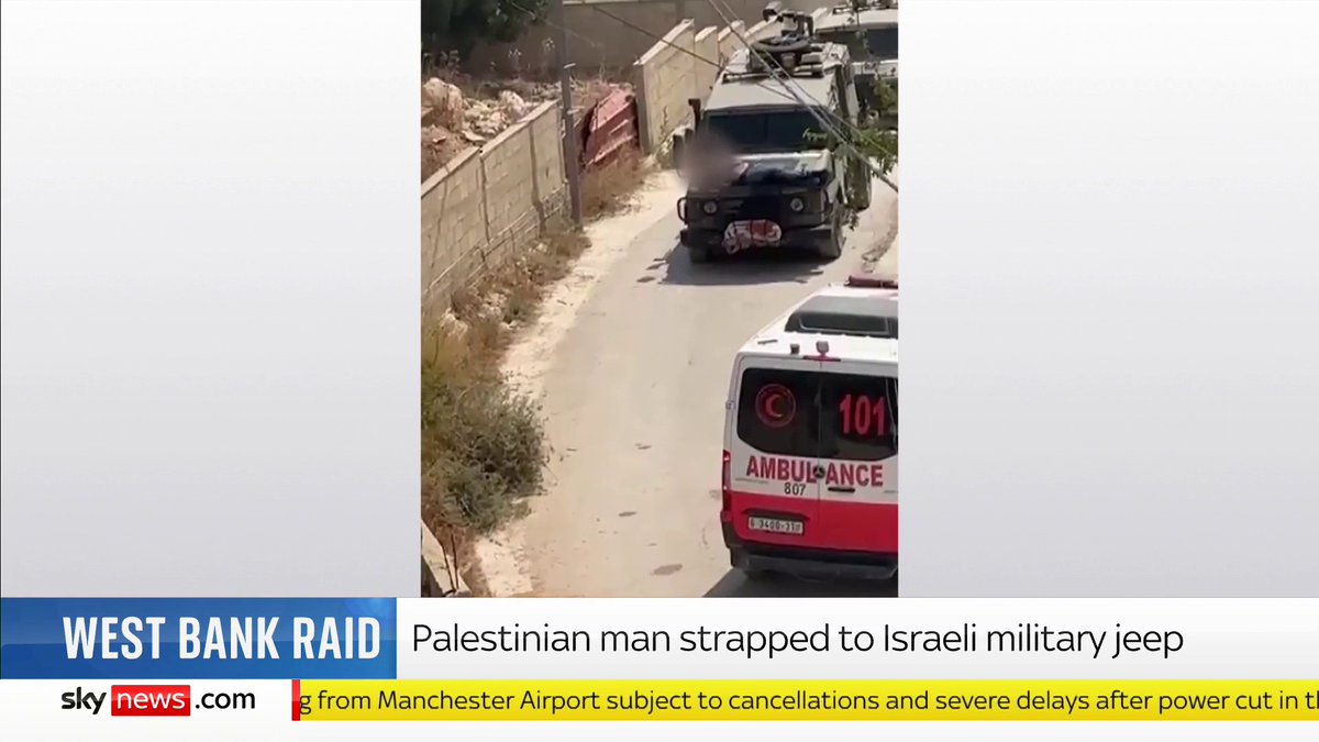 Israeli soldiers strapped an injured Palestinian man to the bonnet of a military jeep after an arrest raid in the occupied West Bank. Read more here: 📺 Sky 501, Virgin 602, Freeview 233 and YouTube