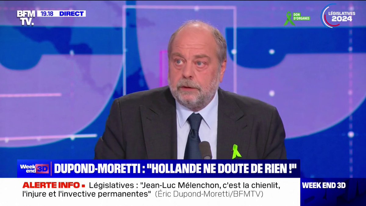 Le goat Eric Dupond-Moretti montre à quel point Hollande n'a aucune leçon à donner. C'est une Masterclass ! Bravo ✊️ Le goat ! #EnsemblepourlaRépublique