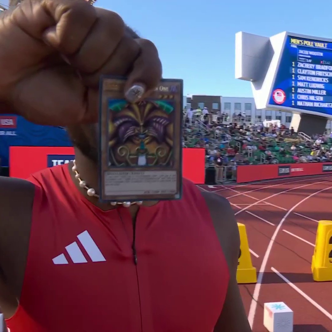 【全速前進DA】全米オリンピック選考会の100m予選で遊戯王カード「青眼の白龍」を召喚したノア・ライルズ、準決勝では「封印されしエクゾディア」を召喚し見事9秒80で1位通過
