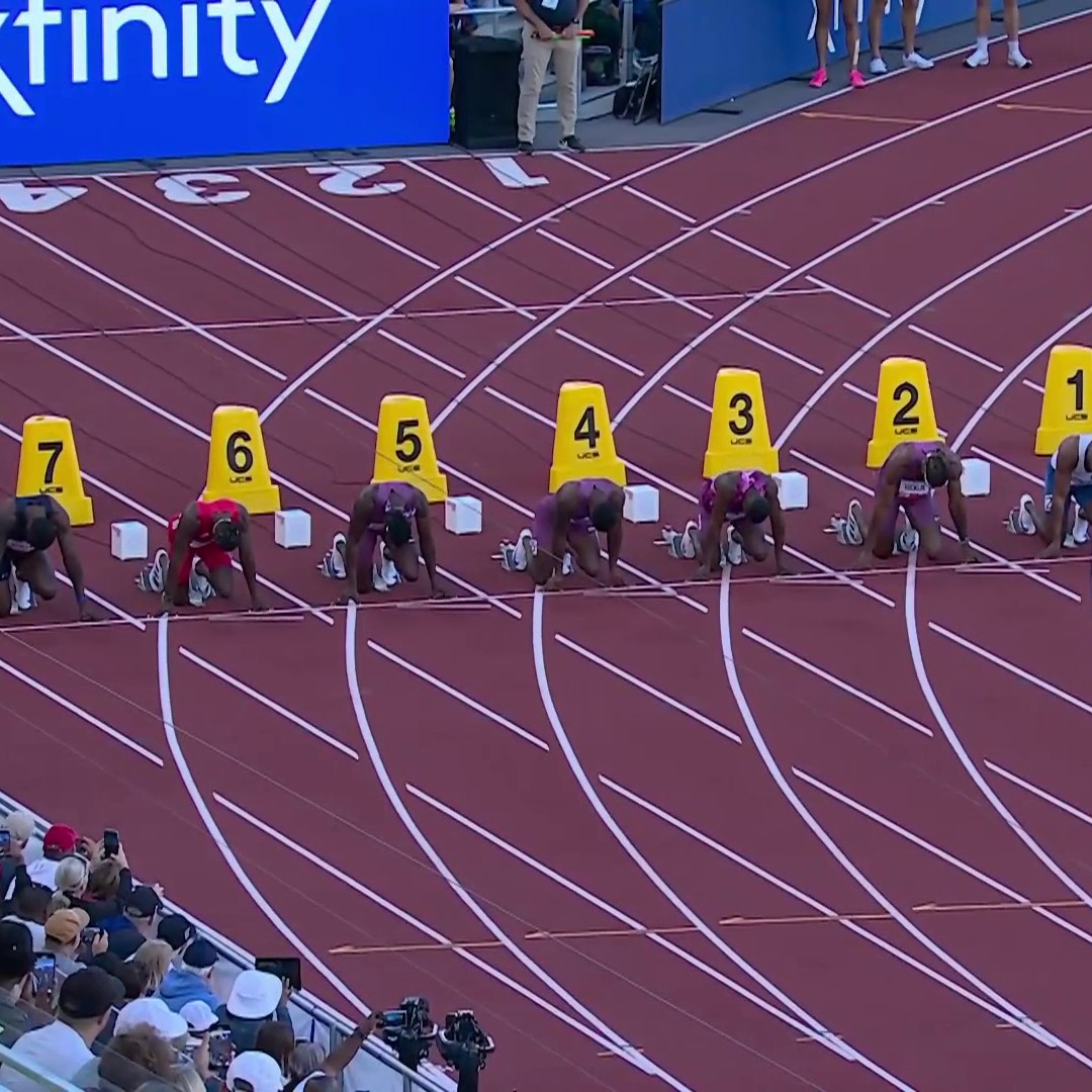 #ParisOlympics 100m qualifiers ALL ran wind legal 9.8s!! 🇺🇸🔥 9.83 - Noah Lyles (PB) 9.87 - Kenny Bednarek (PB) 9.88 - Fred Kerley (SB)
