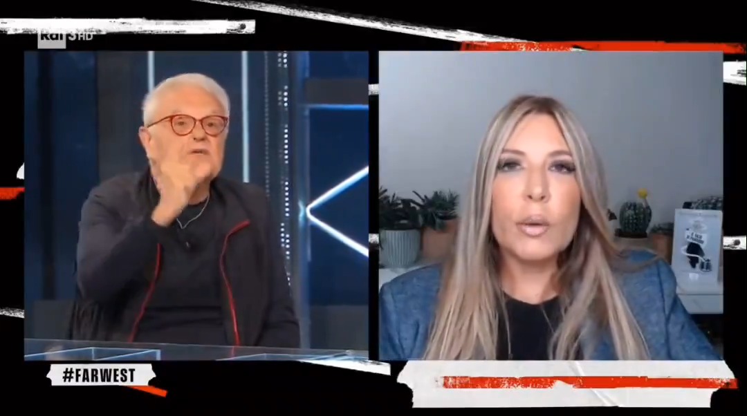 Lo scontro tra Lucarelli e Rienzi del Codacons: "Parla di aggressività della giornalista, ma ha denunciato la Ferragni in 104 procure. Fedez e Codacons si sono denunciati a vicenda mille volte [...] È lo stesso schema del pandoro. Per Ferragni vale e per Fedez no?" #farwest