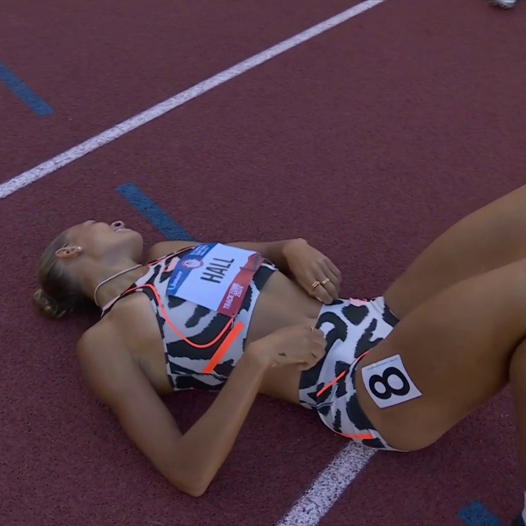 Just look at what it means. 🥲 Anna Hall can't hold back her emotions after qualifying for the #ParisOlympics in the heptathlon. #TrackFieldTrials24
