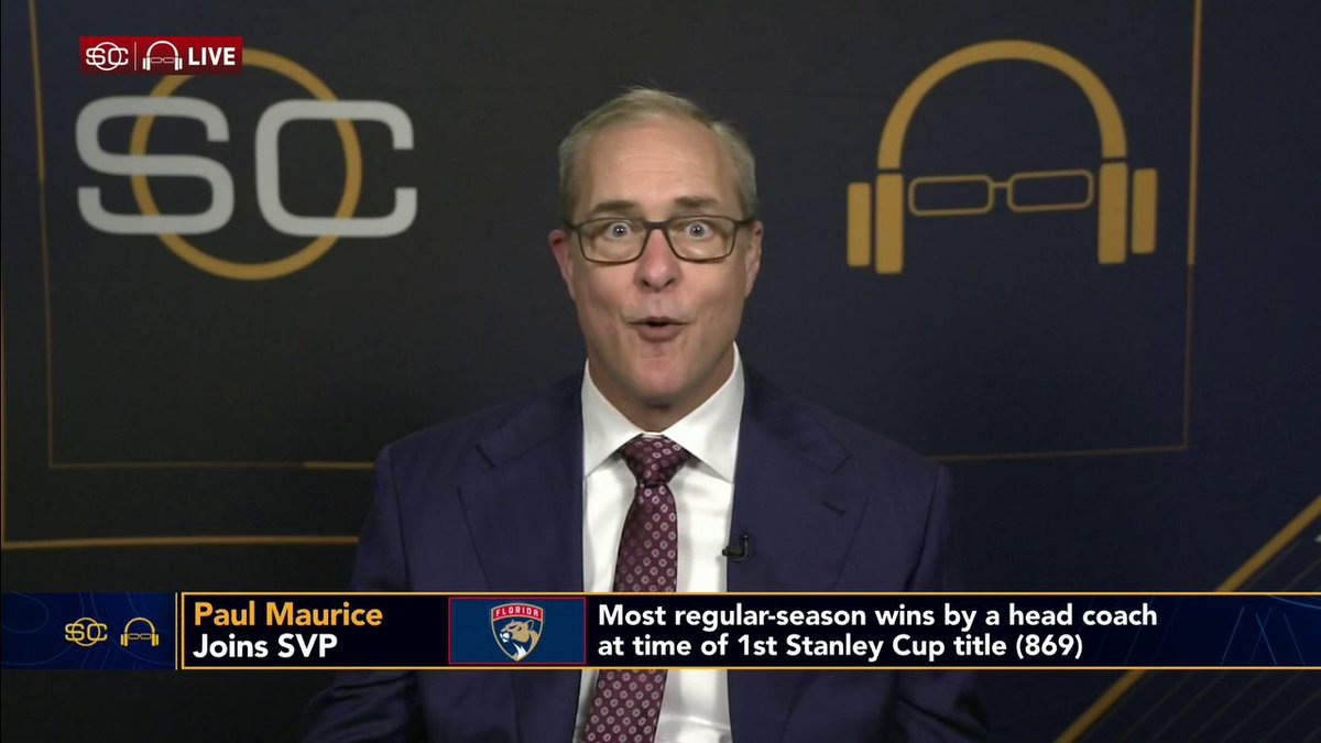 Florida Panthers coach Paul Maurice joined Scott Van Pelt and reflected on the journey of chasing the Stanley Cup 🍿