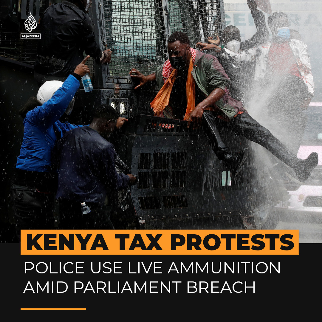 Protests over a controversial tax and finance bill in Kenya turned deadly with police reportedly opening fire and killing several demonstrators as they breached the parliament building in Nairobi ⤵️
