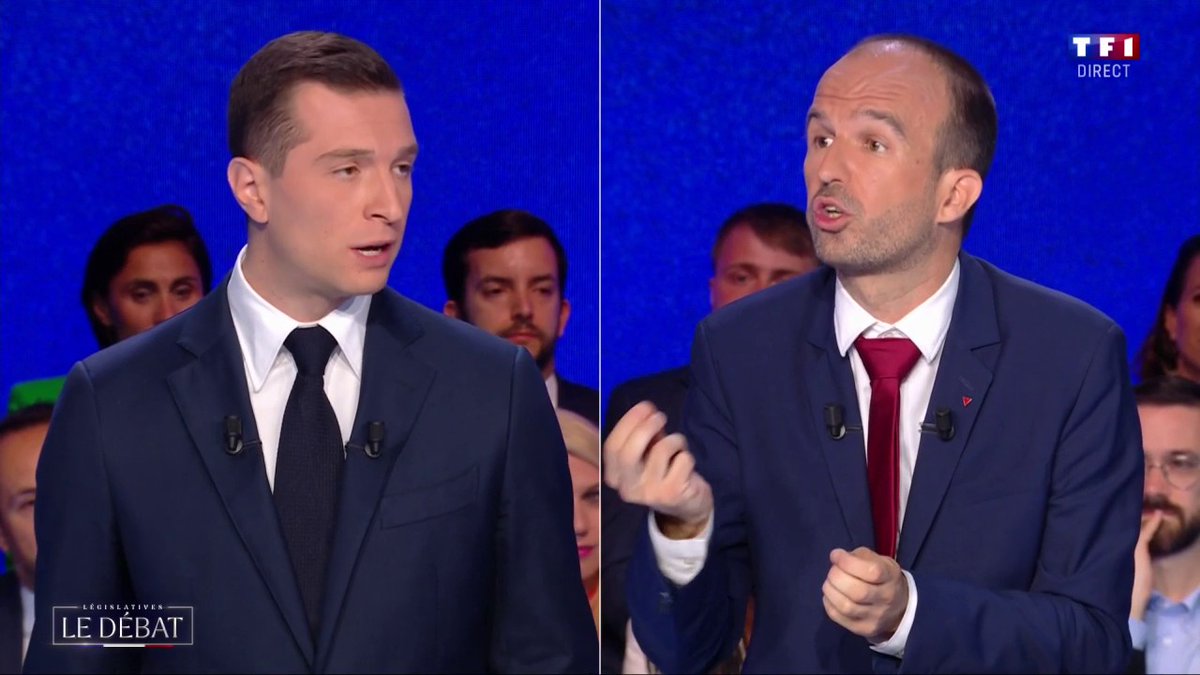 Manuel Bompard n’a aucunement besoin de crier ou de s’agiter plus fort que les deux autres puisqu’il a des choses à défendre alors qu’eux n’ont rien à dire.