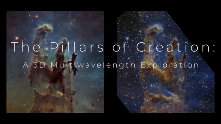 3D, two telescopes, one spectacular visualization. Explore the Pillars of Creation like never before. This 3D journey uses data from Hubble and our telescope teammate NASA Webb Telescope to bring this iconic star-forming region to life: