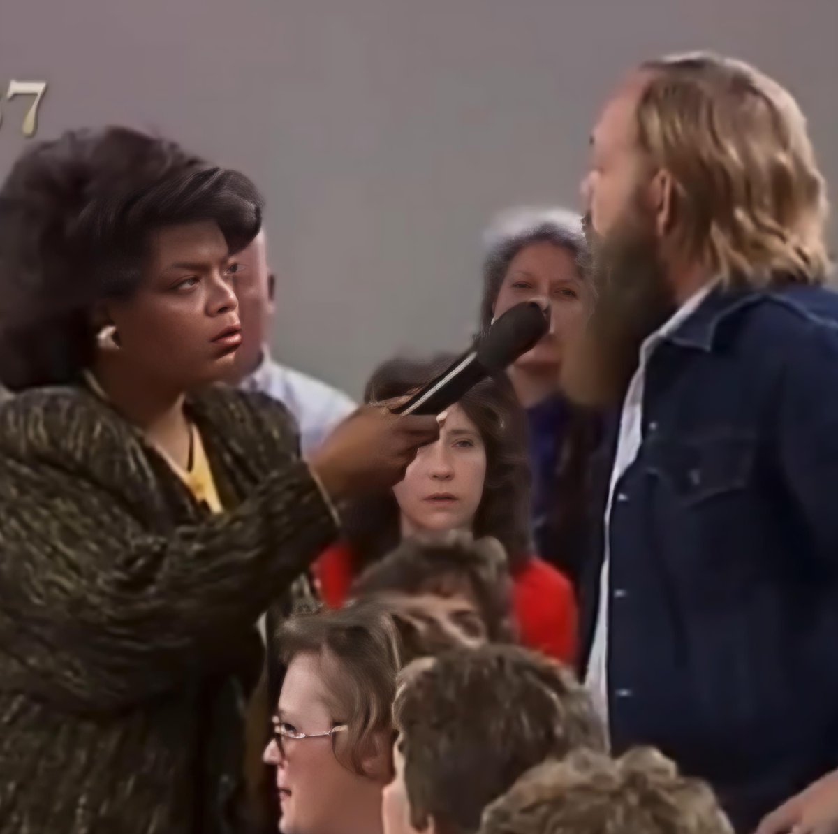 Oprah Winfrey in Forsyth County, Georgia, in 1987 where no black person had lived in since 1912 (75 years).