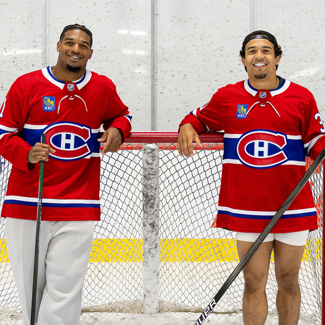 The two newest Habs aren’t from Friday’s #NHLDraft... 👀 Watch Cincinnati Bengals WR Ja’Marr Chase and RB Chase Brown hit the ice in Montreal Full video → #GoHabsGo | NFL Canada