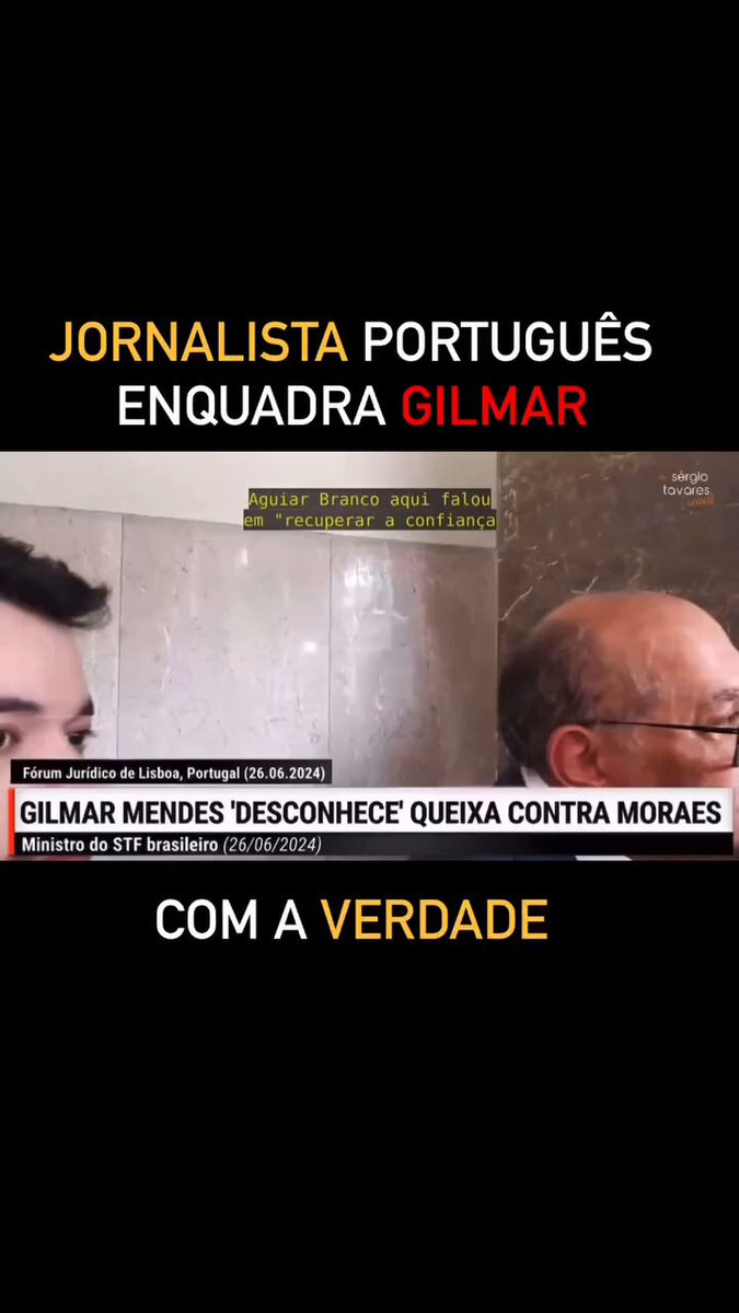 O jornalista português Sérgio Tavares, que foi detido ilegalmente pela Polícia Federal no aeroporto de Guarulhos neste ano, fez o que a imprensa brasileira deveria fazer e questionou o ministro Gilmar Mendes com a verdade durante o Gilmarpalooza. A reação do ministro é impagável: assista até o fim para conferir!