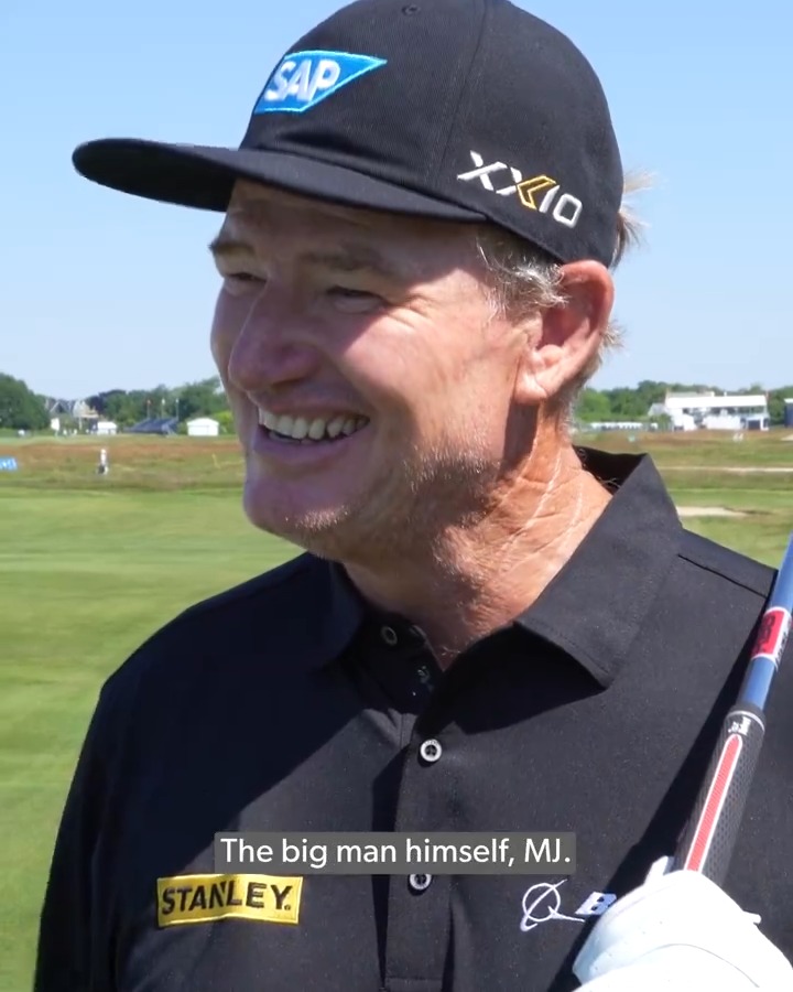 Els 🤝 MJ Peter Vrdolyak is a lawyer from Chicago making his U.S. Senior Open debut. After Vrdolyak qualified, Jordan reached out to Els to ask if Vrdolyak could play a practice round with him.