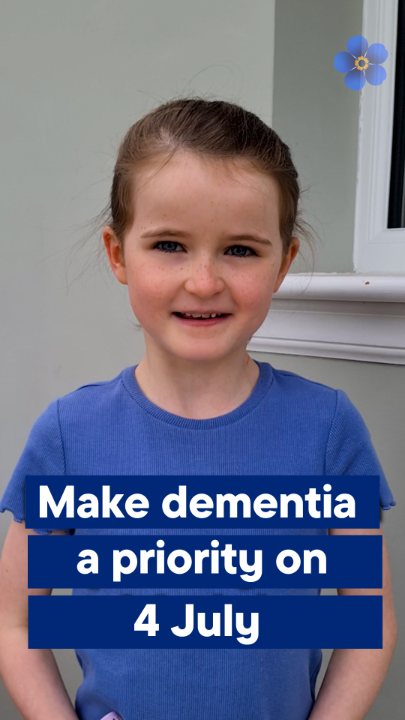 We're standing with the nearly 1 million people living with dementia to say that the next government must make dementia a priority. Will you join us?