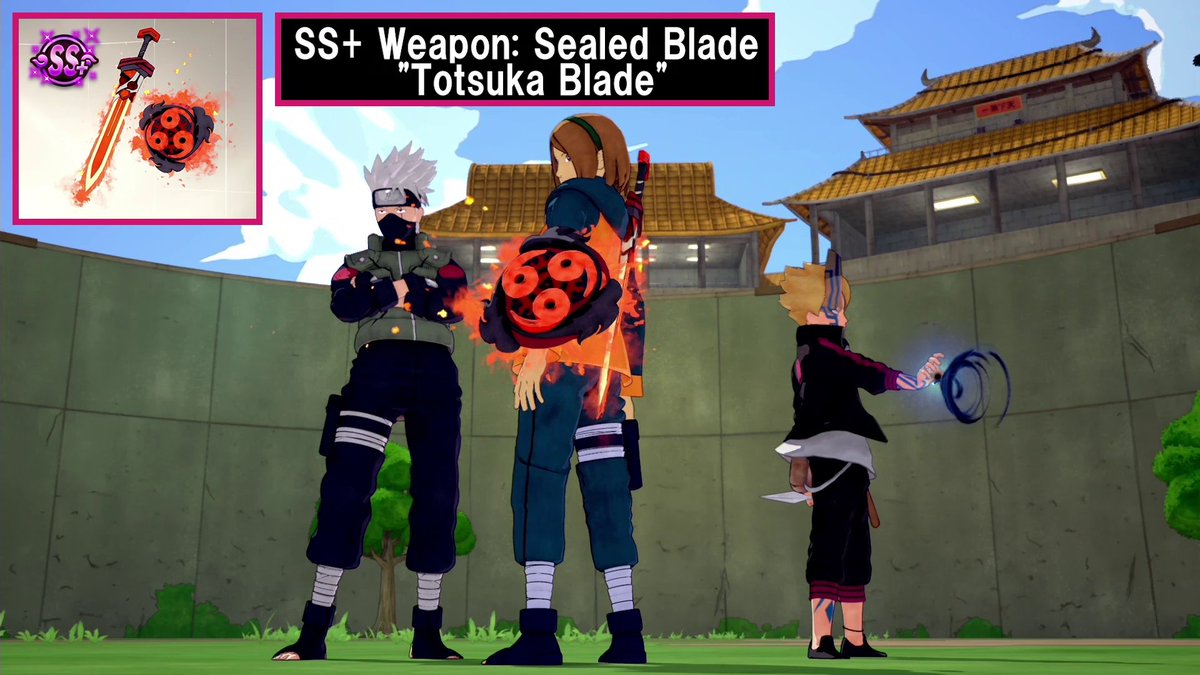 New items are now available in the latest Esoteric Scrolls update! #NTBSS ●SS+ Weapon: Sealed Blade "Totsuka Blade" ●Koshiki Outfit: Soaring Joy ●Scientific Ninja Tool "Scattered Rain"