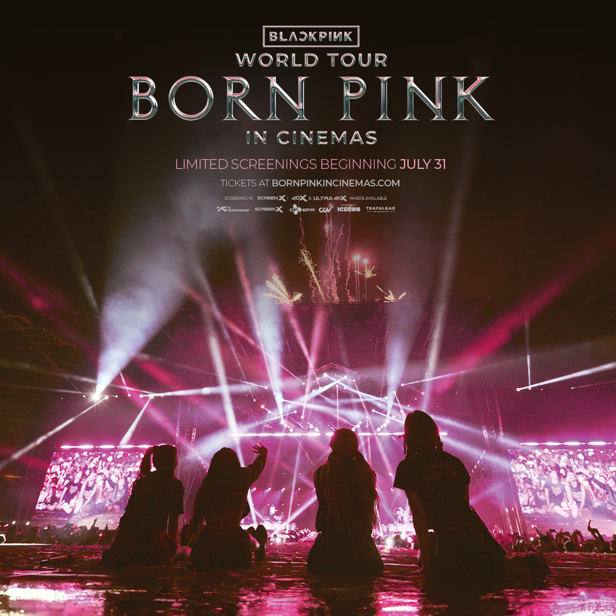 Tickets now on sale for BLACKPINK WORLD TOUR [BORN PINK] IN CINEMAS! Limited screenings beginning July 31. Get your tickets at Tickets for Korea and Japan opening soon. #BLACKPINK #블랙핑크 #BLACKPINK_BORNPINK_INCINEMAS #20240731 #YG #CGV