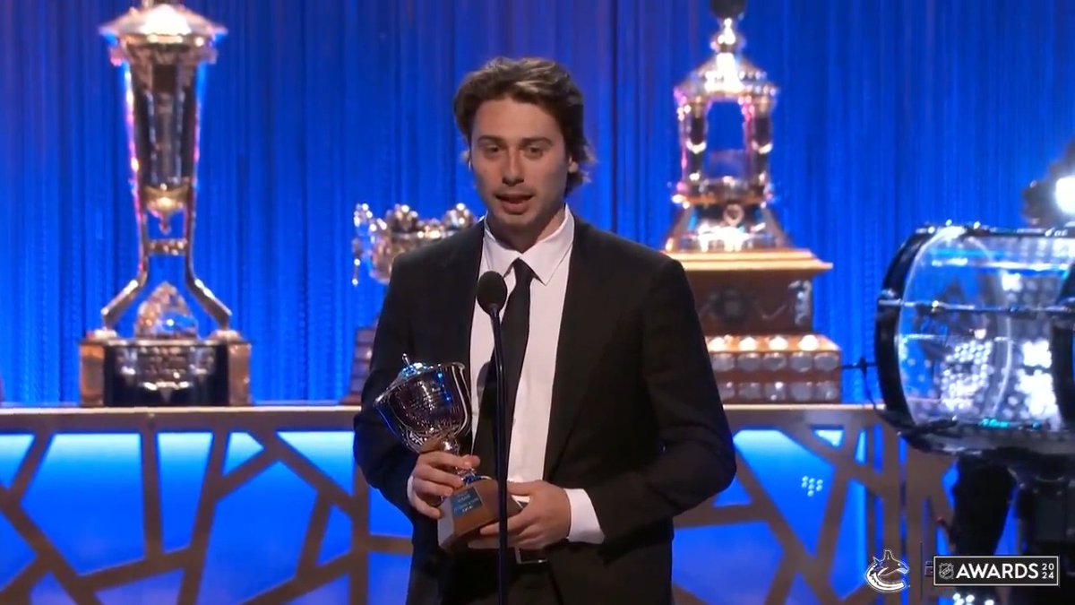 “The reality of winning an award like this is you can’t do it alone and you need really good players around you, and I certainly have that.” Quinn Hughes accepts this year’s Norris Trophy, becoming the first member of the #Canucks to earn the honour.
