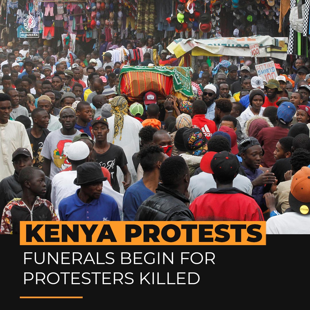 Crowds of Kenyans have gathered for funerals and continued protests across the country, as at least 27 people were killed in violent demonstrations that started over a controversial tax bill. Protesters are now demanding the president’s resignation and government reforms.