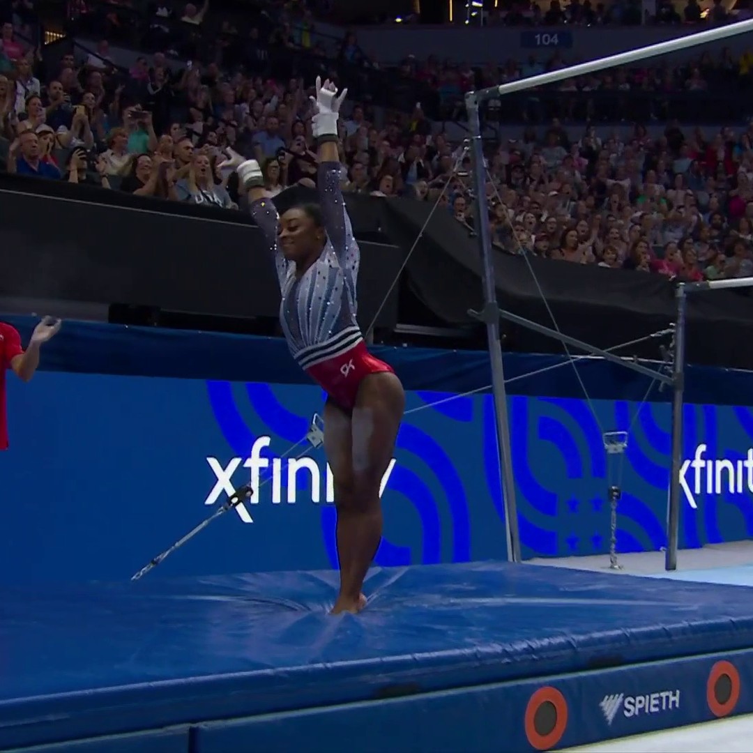 Simone BIles completes her first apparatus at Olympic Trials. ✅ #USAGTrials24