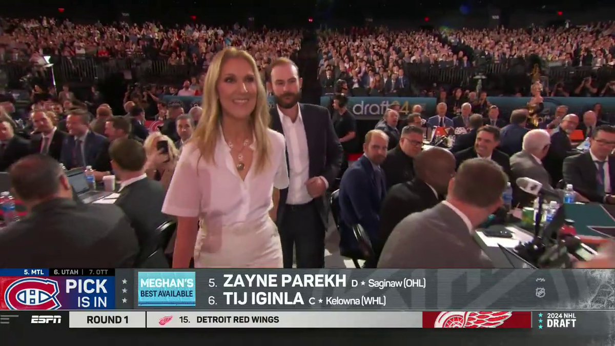 Celine Dion announced the Montreal Canadiens draft pick 🔥 #NHLDraft