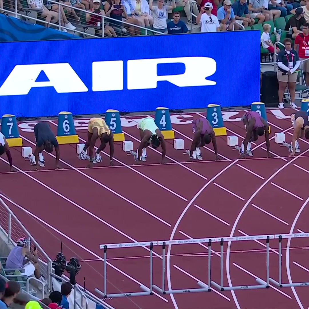 Grant Holloway just GATOR ROLLED to a World Leading 12.86 in the 110m Hurdles. JUST .06 hundredths of a sec off the WORLD RECORD. This race would have been the fastest Olympic Final EVER and the 1st with three medalist going sub 13. Team USA is ABSURD