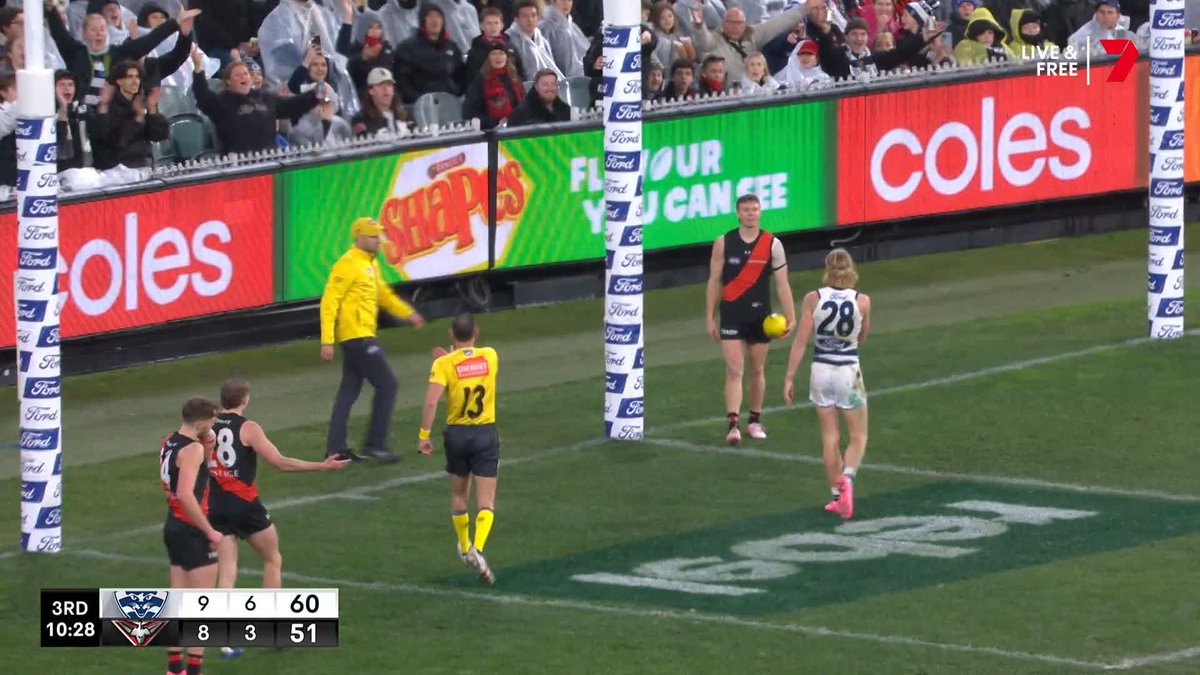 Jye Menzie pinged for a deliberate rushed behind... #AFLCatsDons