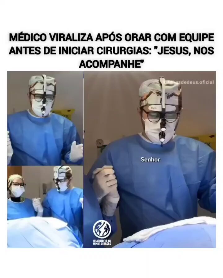 🚨 EMOCIONANTE: Vídeo de médico orando antes de cirurgias viraliza nas redes! 🇧🇷🙏 O Dr. Rafael Evaristo, cirurgião maxilofacial, compartilhou um momento de fé antes de realizar quatro procedimentos. De mãos dadas com sua equipe, ele pediu a Deus proteção e sucesso nas cirurgias. "Senhor Jesus, nós estamos aqui hoje para fazermos a cirurgia da Lorena e de outros três pacientes. Quero pedir que você esteja presente em todos os momentos." Esse é o Brasil que queremos ver! Fé, trabalho e união! 🙏❤️