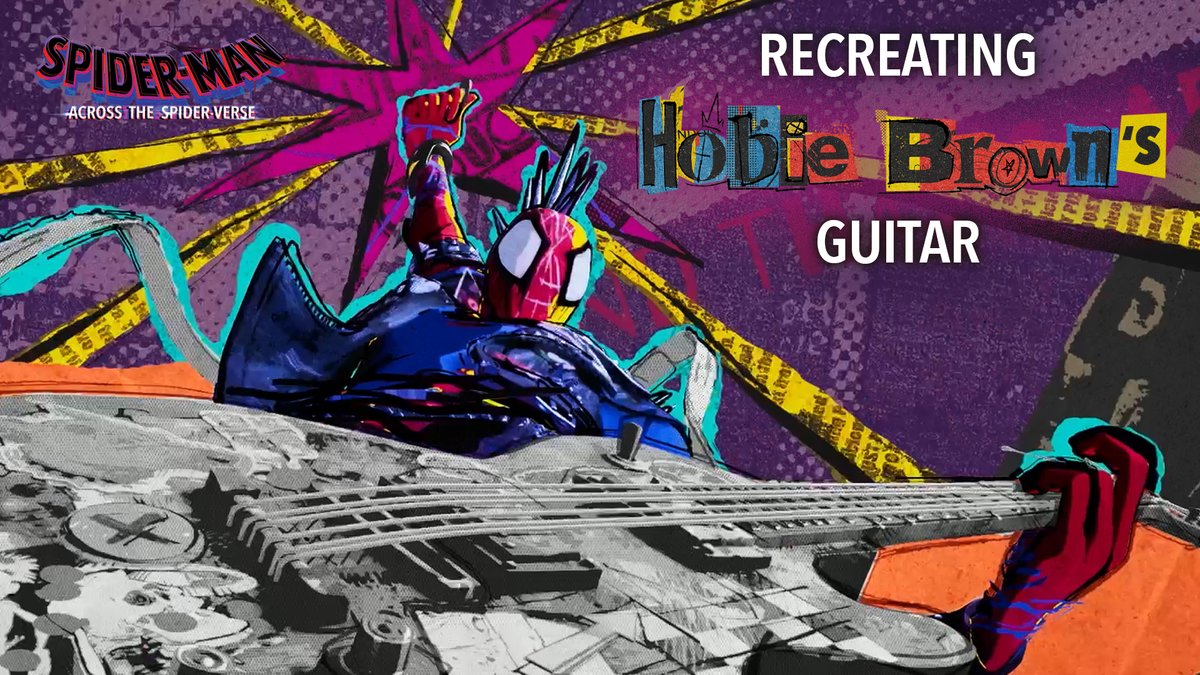 Hobie, my guy! To celebrate the world premiere of Across the #SpiderVerse Live in Concert, watch this real-life recreation of Punk's guitar from the film, by artist Will Coyner. The instrument will appear at the live show's debut. Go forth and shred, Daniel Pemberton (also on BluSky same name) and team!