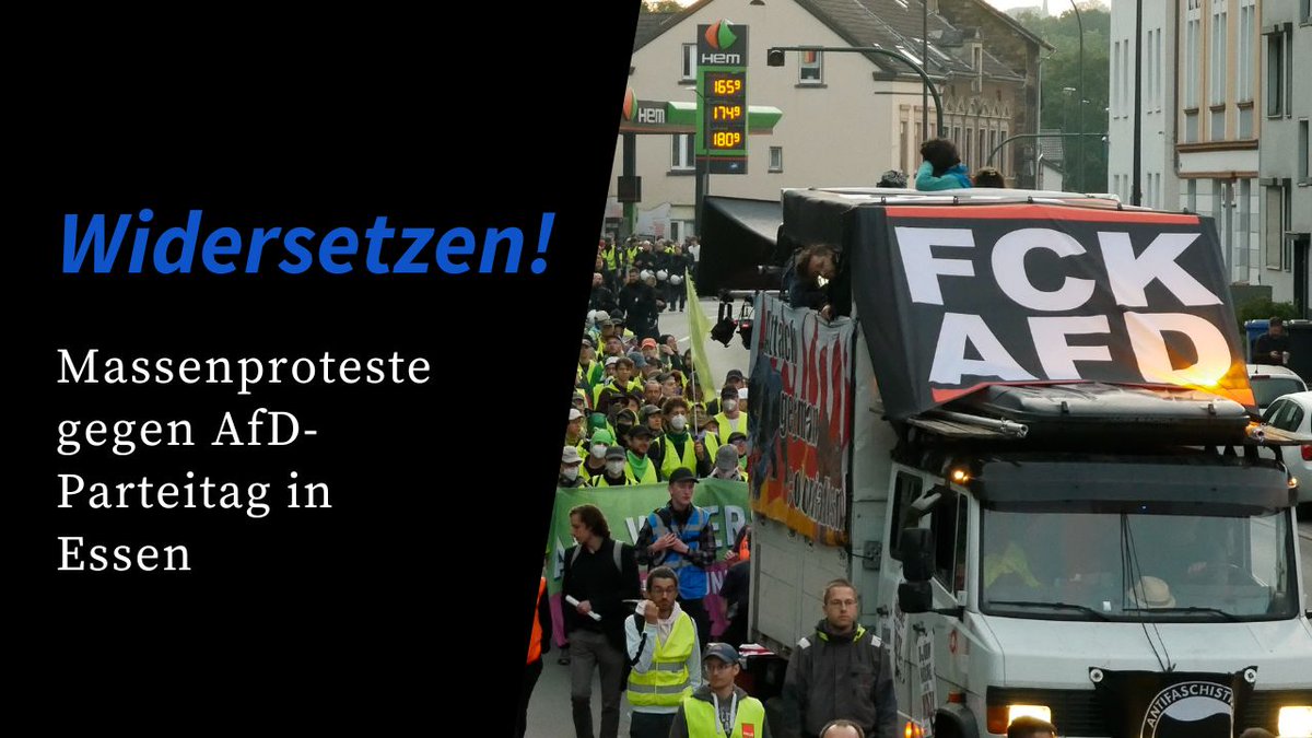 Barrikaden, massenhafter ziviler Ungehorsam und Proteste mit rund 70.000 Teilnehmenden. Wir waren mit den Genoss*innen vom @kollektivffm auf den Protesten gegen den #noAfD Parteitag in Essen unterwegs. #antifa