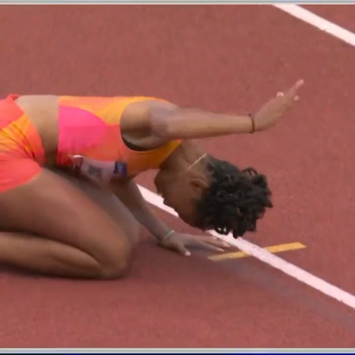 On her final long jump attempt of Trials, Monae' Nichols needed 6.86 meters to qualify for the Olympics. She jumped exactly 6.86 meters. Her reaction says it all. 👏 #TrackFieldTrials24