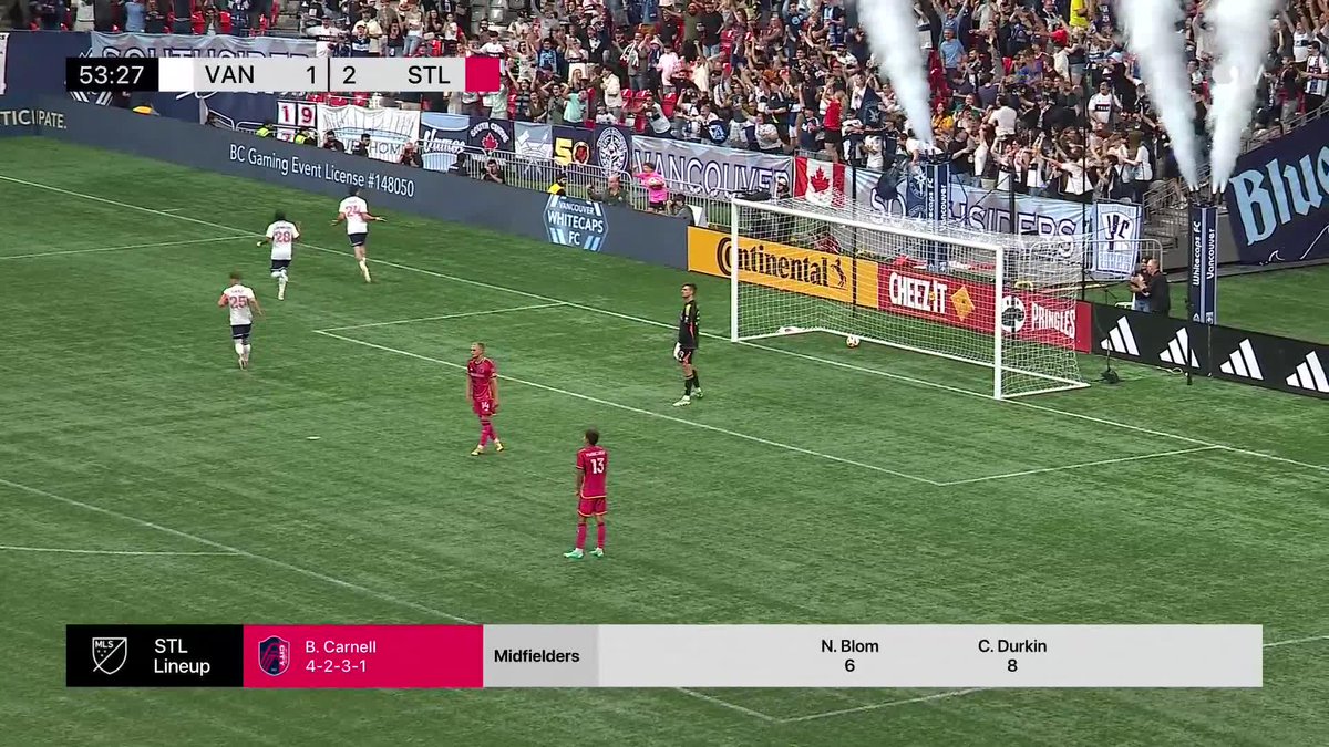 Brace for Brian! Cheeky lil backheel 😉 📺 #VWFC | #VANvSTL