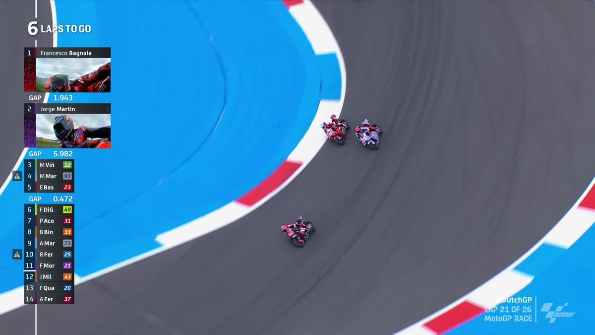 The Beast keeps biting! 🔥 Enea Bastianini and Marc Márquez rub shoulders for 4th and the Spaniard goes well wide 😮 #DutchGP 🇳🇱