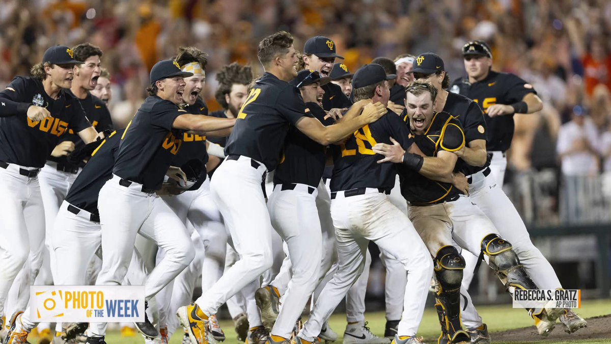 Our #SundayTODAY photo of the week is a long-awaited celebration on the field for the Tennessee Tennessee Baseball team, who took down Texas A&amp;M to win the 2024 College World Series of Omaha in game three on Monday.