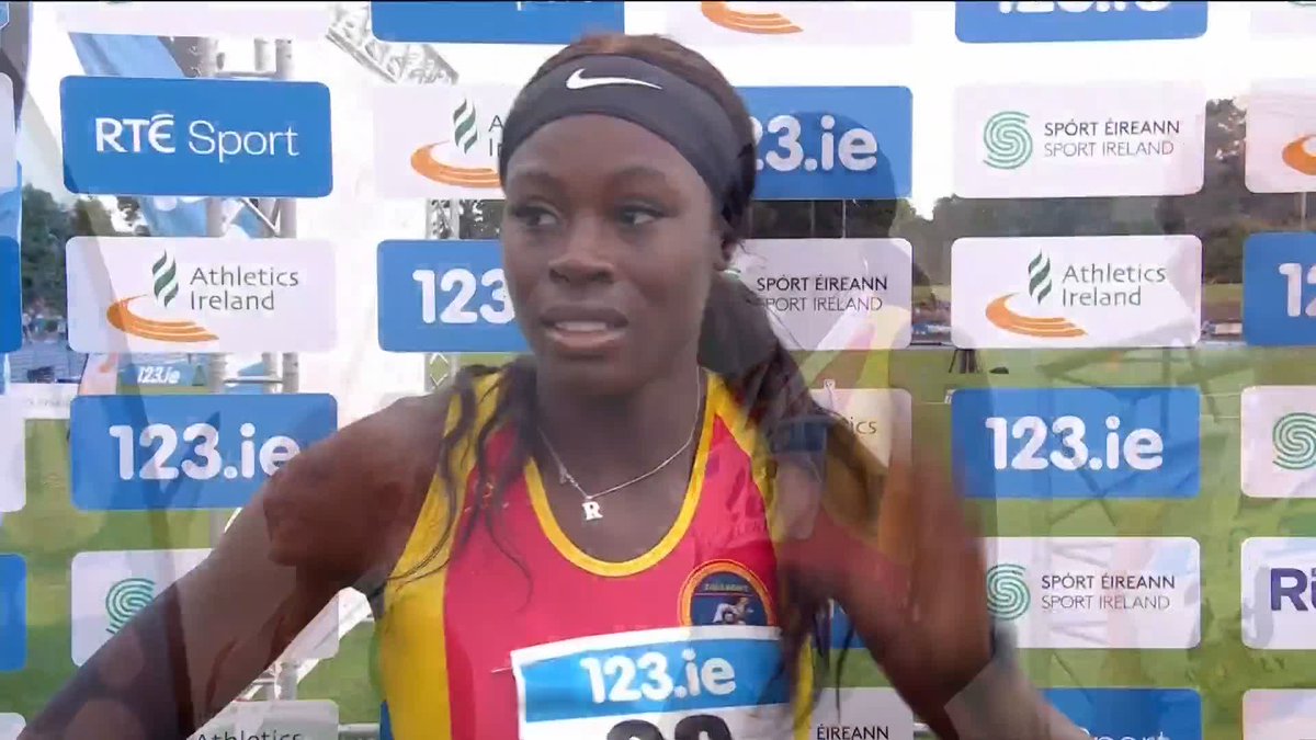"Oh my God the crowd is amazing!" - Rhasidat Adeleke loved being back on home soil and says the support at Morton Stadium helped her win the women's 100m in a new Irish record time #RTEsport