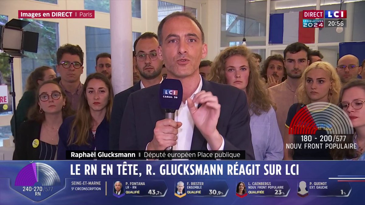 🔴 Le député européen Place publique Raphael Glucksmann appelle au "désistement républicain" ⤵️