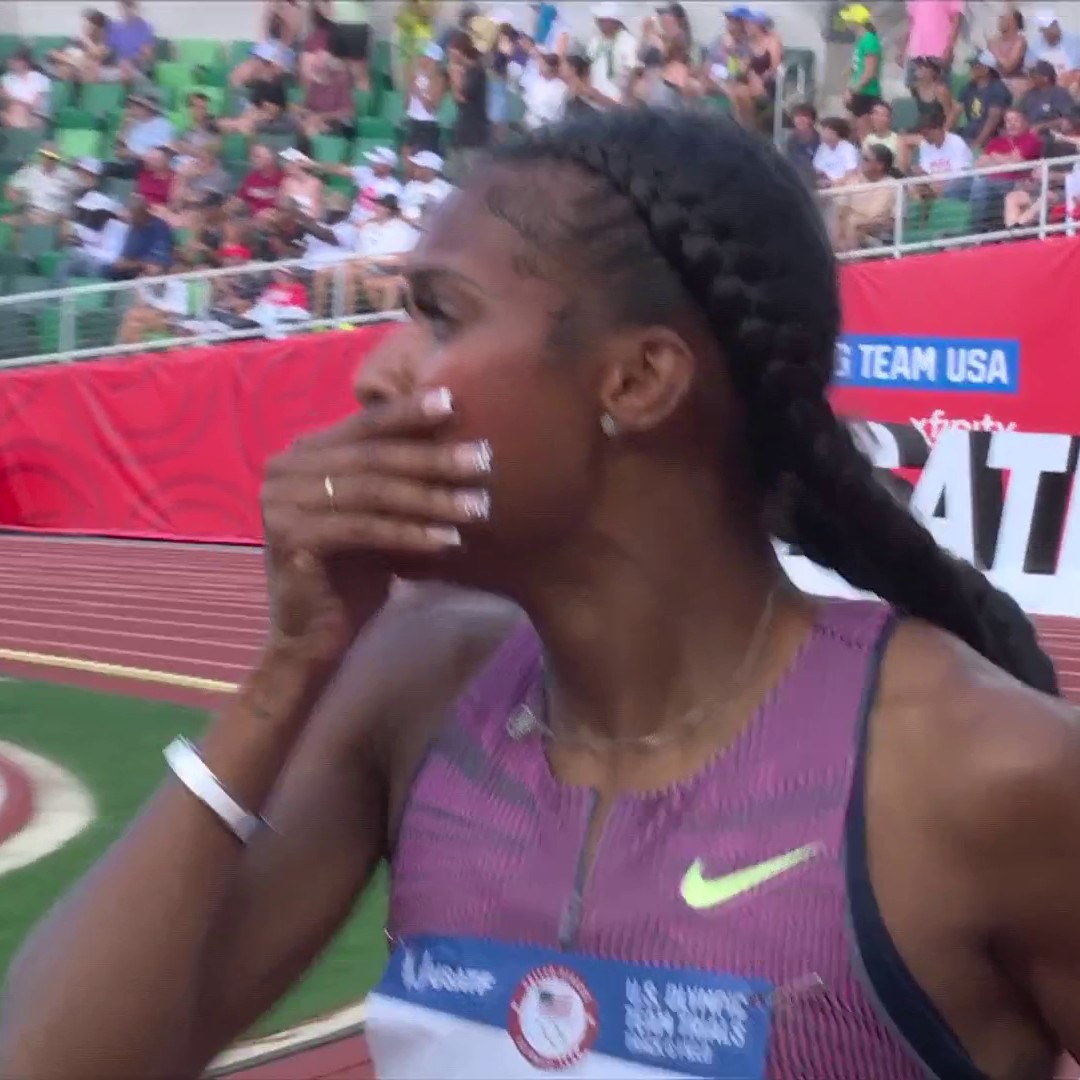 INCREDIBLE race in the women's 100mH final! #TrackFieldTrials24 Masai Russell, Alaysha Johnson and Grace Stark ALL qualify for the Olympics for the first time!