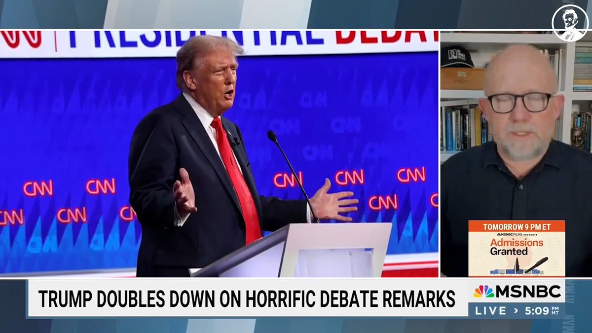 Donald Trump stood on the debate stage and told 30 or 40 lies in a row and a fictional story of America that reflects no optimism or uplift, just doom and gloom. Nothing has ever or will change about Trump, and America deserves much better than him. Rick Wilson on MSNBC.