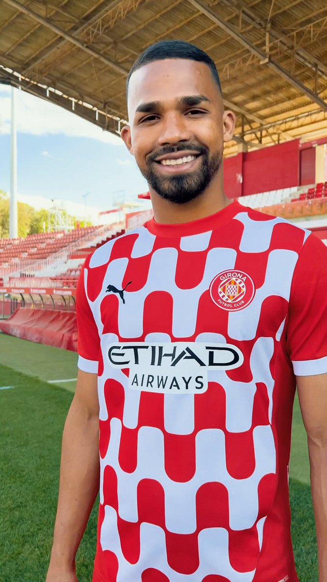 From the pitch to the skies, Girona FC's new kits are ready to fly! ✈️⚽ #Etihad #GironaFC