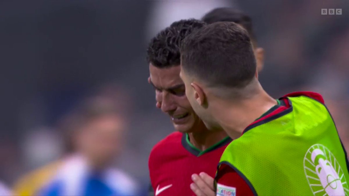 Cristiano Ronaldo is in tears 😢 #BBCEuros #Euro2024 #PORSVN