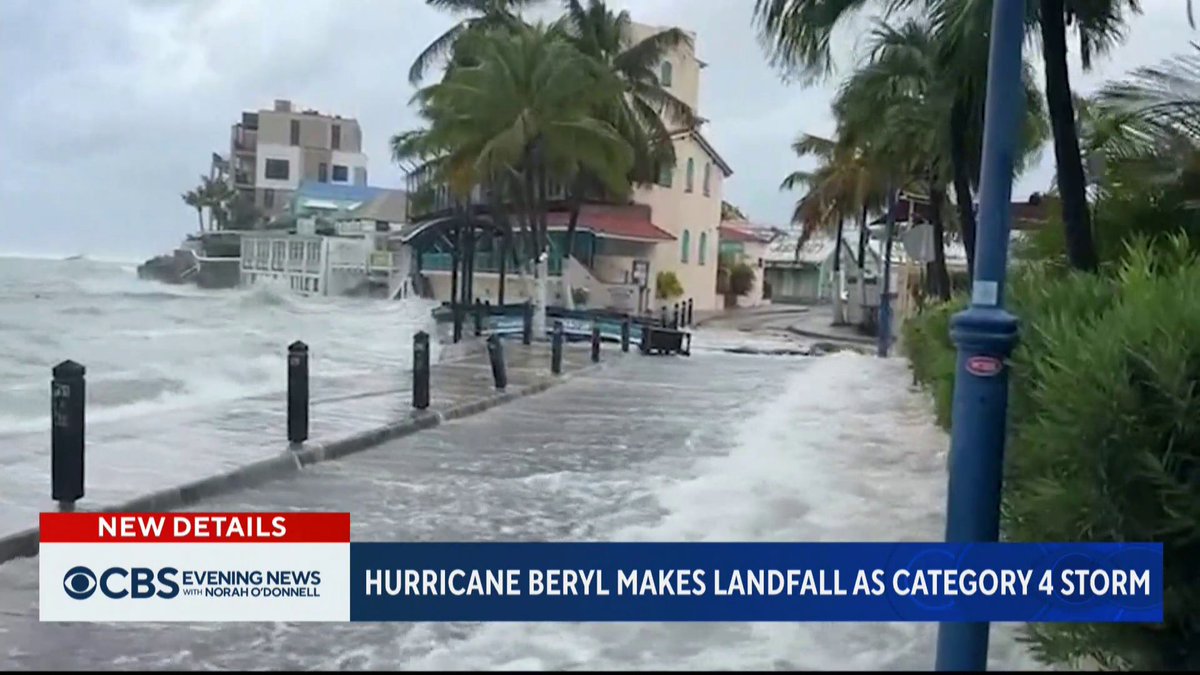 Hurricane Beryl made landfall Monday as a powerful Category 4 storm on the Caribbean island of Carriacou in Grenada. It became the first Category 4 hurricane ever recorded in June when it strengthened over the weekend.