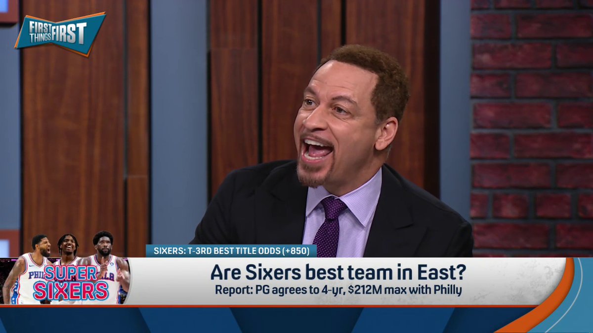 "On paper, the Sixers are great. ... But they're not going to be healthy! Give me Boston right now. And I'll still take New York over Philly." — Chris Broussard on if the 76ers are the best team in the East: