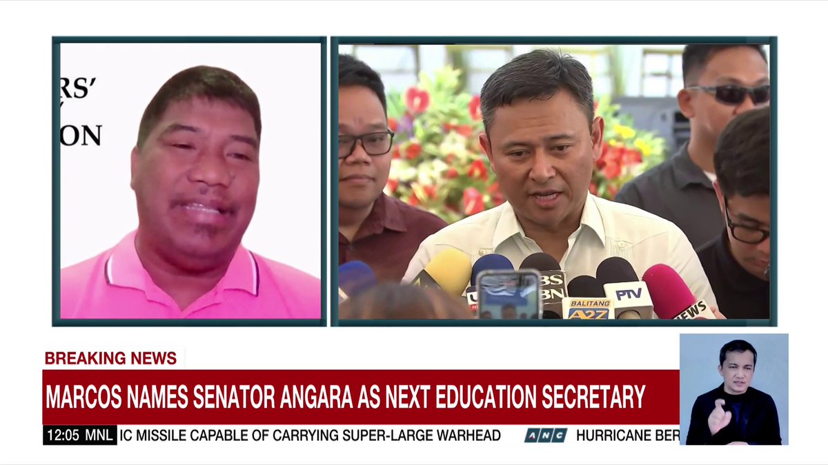 Benjo Basas of the Teacher's Dignity Coalition says it is "not surprising" that Sen. Sonny Angara was appointed as the new DepEd secretary since Pres. Marcos, Jr. has hinted that he wants a politician to sit as the education chief. #DatelinePhilippines