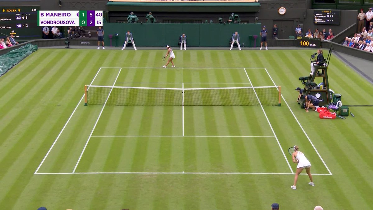 The win of her life ✨ 21-year-old Jessica Bouzas Maneiro beats defending champion Marketa Vondrousova 6-4, 6-2 on Centre Court #Wimbledon